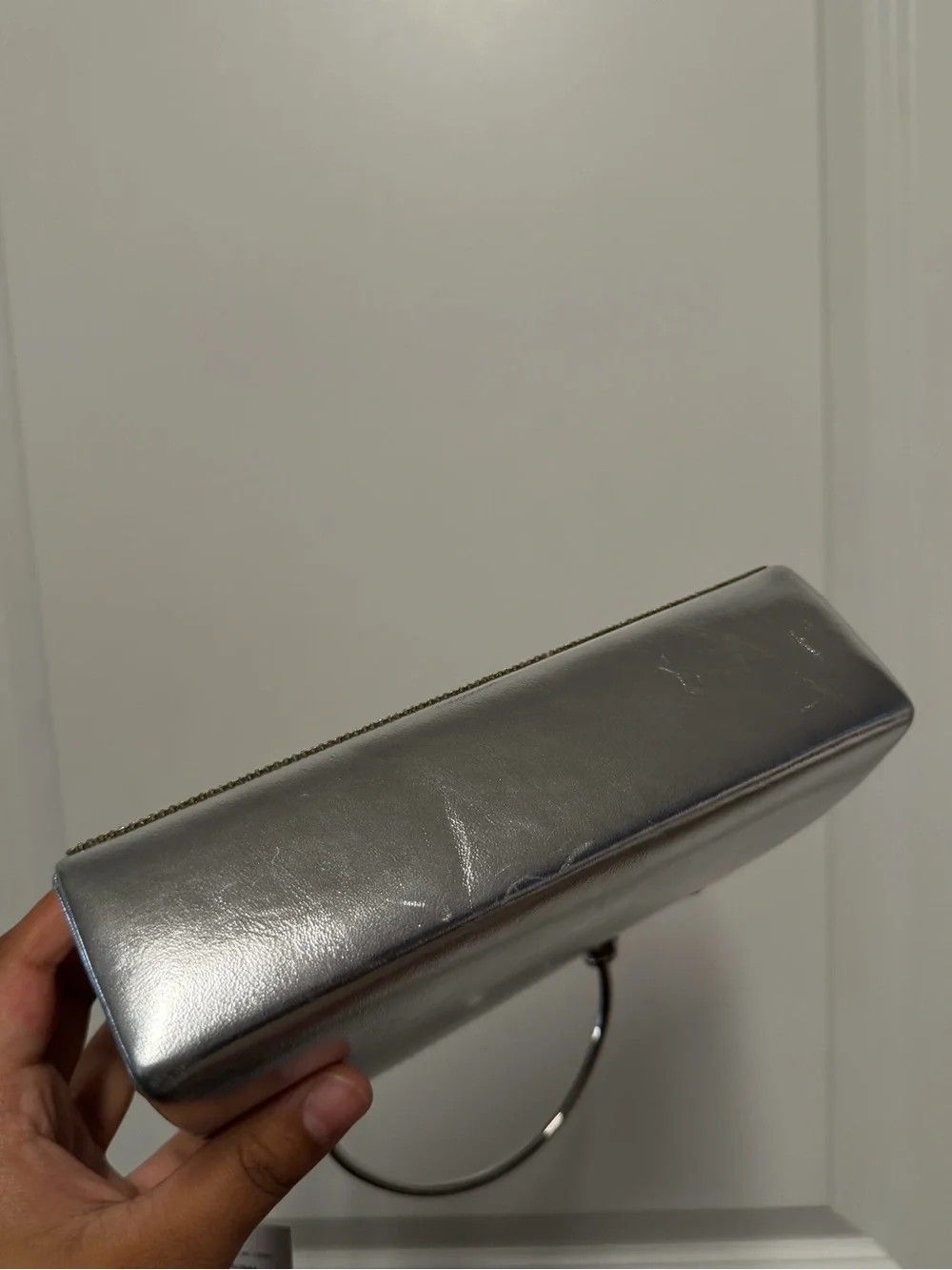 NWT ALDO Felisiax Silver Rhinestone Top Handle Evening Bag Clutch Crossbody